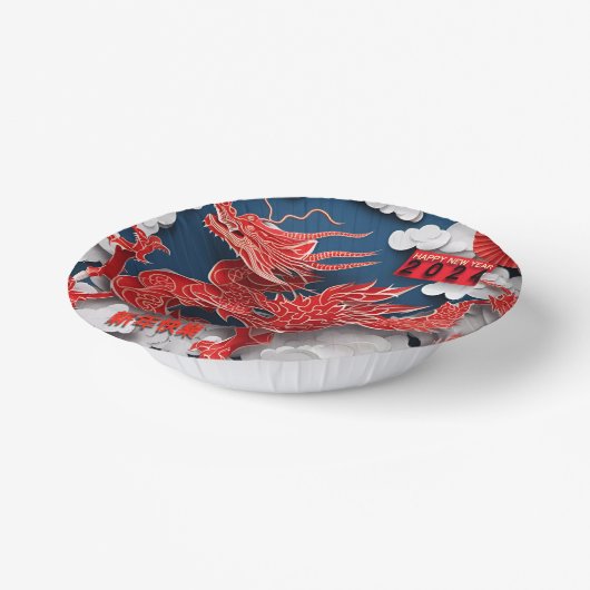Chinese Rode Draak Nieuwjaar 2024 papier-gesneden  Papieren Kommen (Gebogen)