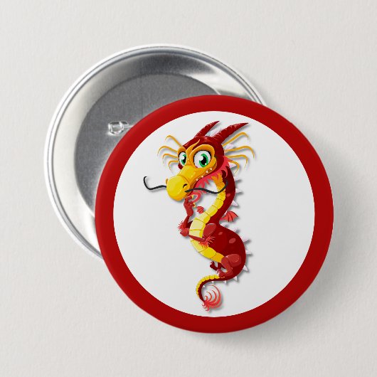 Chinese rode draak ronde button 7,6 cm (Voorkant /achterkant)