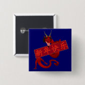Chinese rode draak vierkante button 5,1 cm (Voorkant /achterkant)