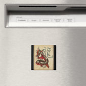 Chinese Rode Draak Vierkante Magneet (Insitu (Vaatwasser))