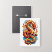 Chinese Rode Draak Vurig Illustratie-67561 Button (Voorkant / Achterkant)