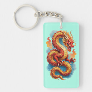 Chinese Rode Draak Vurig Illustratie-67561 Sleutelhanger
