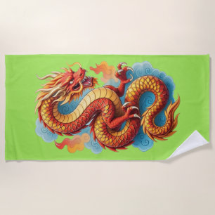 Chinese Rode Draak Vurig Illustratie-67561 Strandlaken