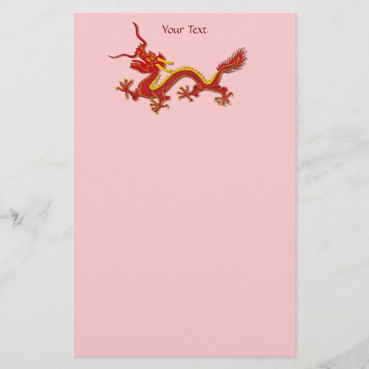 Chinese rode en gouddraak briefpapier (Voorkant)