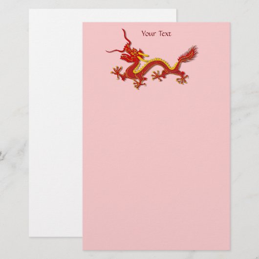 Chinese rode en gouddraak briefpapier (Voorkant / Achterkant)