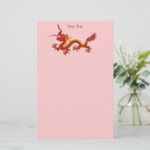 Chinese rode en gouddraak briefpapier (Staand voorkant)