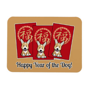 Chinese Rode Envelop Lucky Corgi Jaar van de hond Magneet