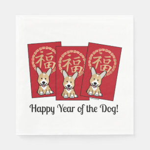 Chinese Rode Envelop Lucky Corgi Jaar van de hond Servet