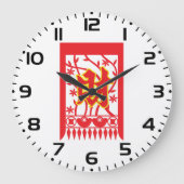 Chinese rode envelop met welvaartssymbool grote klok (Voorkant)