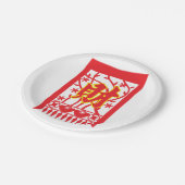 Chinese rode envelop met welvaartssymbool papieren bordje (Gekanteld)