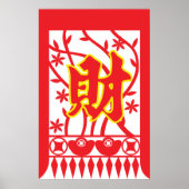 Chinese rode envelop met welvaartssymbool poster (Voorkant)