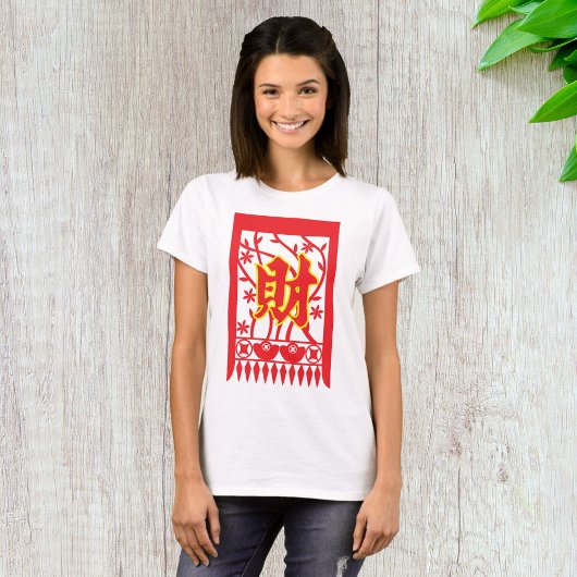 Chinese rode envelop met welvaartssymbool t-shirt
