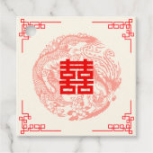 Chinese rode huwelijksceremonie met draak en fenik bedankjes labels (Voorkant)