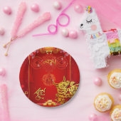 Chinese Rode Knoop Ox Jaar 2021 PP Papieren Bordje (Feest)