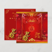 Chinese Rode Knoop Rat Jaar 2020 Partij Plein I Save The Date (Voorkant / Achterkant)