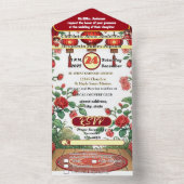 Chinese Rode Lantaarn Oude Gebouwen Trouwjurk All In One Uitnodiging (Binnen)