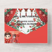 Chinese Rode Lantaarn Oude Gebouwen Trouwjurk All In One Uitnodiging (Achterkant)