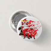 Chinese rode leeuw danser illustratie ronde button 3,2 cm (Voorkant /achterkant)