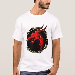 Chinese rode tribaldraak logo t-shirt