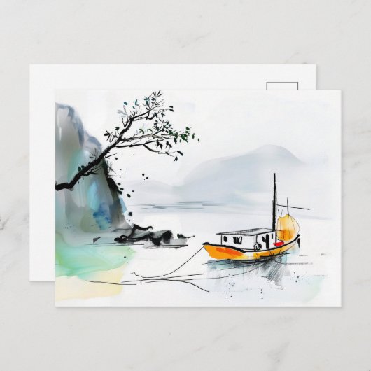 Chinese rommel op rustige wateren briefkaart (Voorkant / Achterkant)