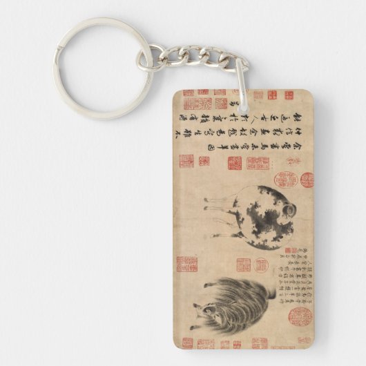 Chinese roomgeit Lunar Year Zodiac Key Sleutelhanger (Voorkant)