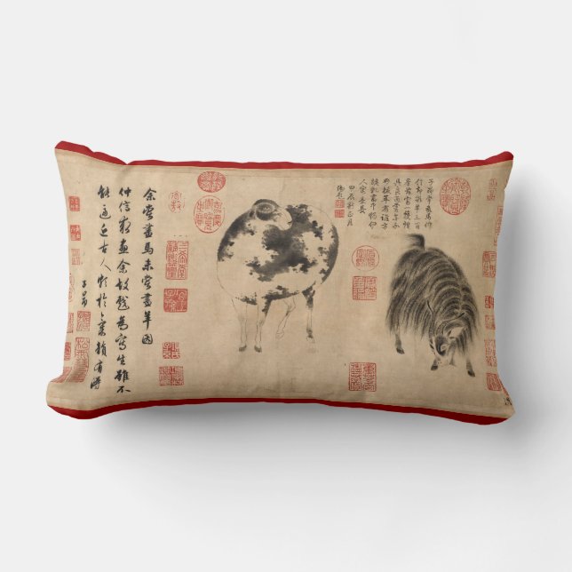 Chinese roomgeit Lunar Year Zodiac Pillow Kussen (Voorkant)