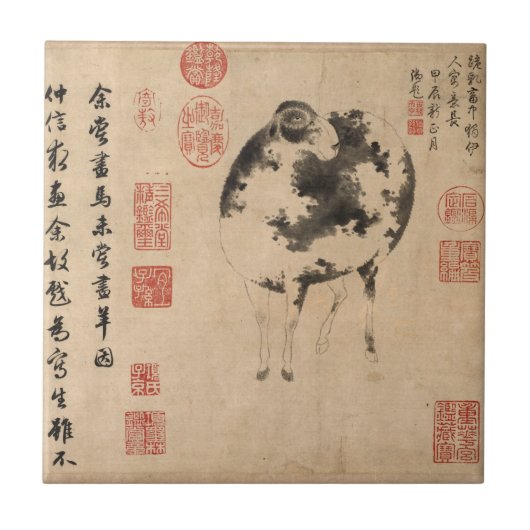 Chinese roomgeit Lunar Year Zodiac Tile Tegeltje (Voorkant)