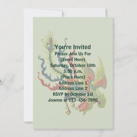 Chinese Rooster Art Design Party Kaart (Voorkant)