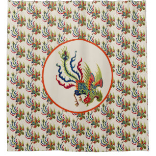 Chinese Rooster Art Douchegordijn