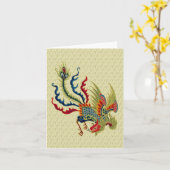 Chinese Rooster Design Blank Note Card Kaart (Gele Bloem)