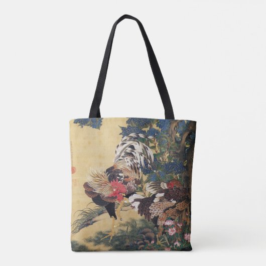 Chinese rooster nieuwjaar 2017 Japans schilderij B Tote Bag (Achterkant)