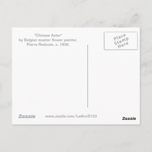 Chinese roosterbloemen briefkaart (Achterkant)