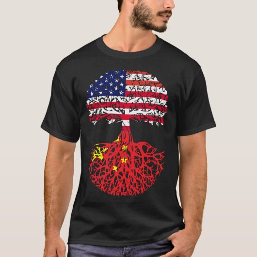 Chinese Roots American China Flag Immigrant Citize T-shirt (Voorkant)