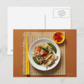 Chinese roze gebakken groenten met peper briefkaart (Voorkant / Achterkant)