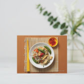 Chinese roze gebakken groenten met peper briefkaart (Staand voorkant)