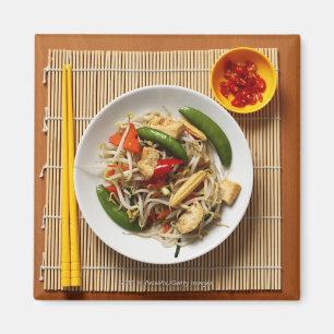 Chinese roze gebakken groenten met peper magneet