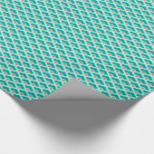 Chinese scallops (Blauwgroen), Aqua en Koraal (Wra Cadeaupapier (Hoek)