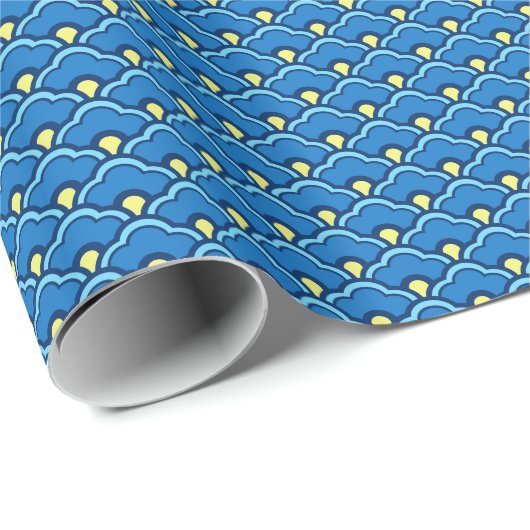 Chinese scallops, Ocean Blue en Indigo Wrapping P Cadeaupapier (Rol Hoek)