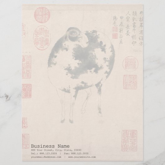 Chinese Schilderij Ram Geit Lunar Jaar Zodiac Lett Custom Briefhoofd (Voorkant)