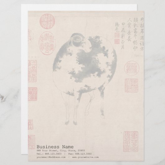 Chinese Schilderij Ram Geit Lunar Jaar Zodiac Lett Custom Briefhoofd (Voorkant / Achterkant)