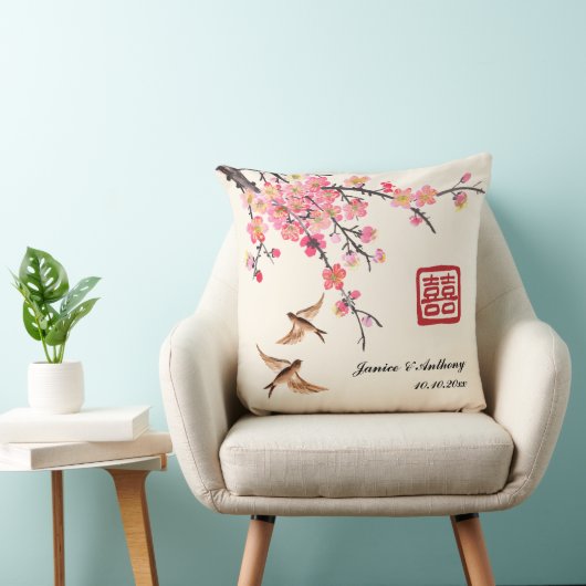 Chinese schilderkunst bloem vogel bruiloft kussen (Stoel)