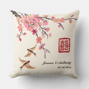 Chinese schilderkunst bloem vogel bruiloft  kussen