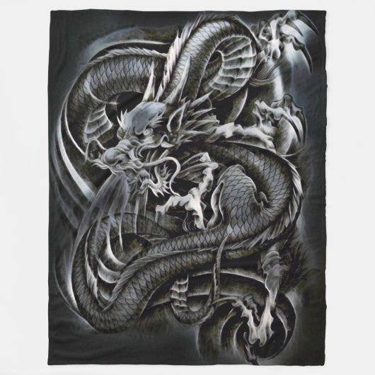 Chinese Shadow Dragon Fleece Deken (Voorkant)
