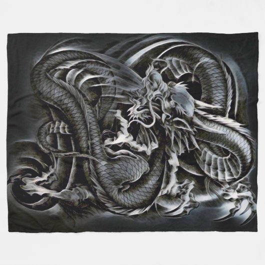 Chinese Shadow Dragon Fleece Deken (Voorkant (Horizontaal))