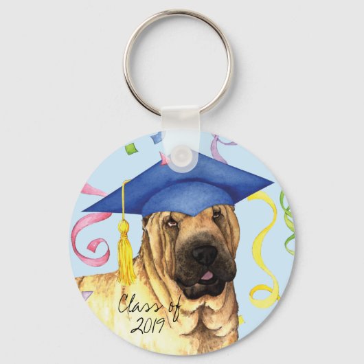 Chinese Shar-Pei Afstuderen Sleutelhanger (Voorkant)