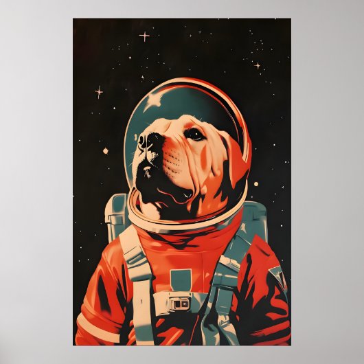 Chinese Shar-Pei Astronaut Poster, Shar Pei Retro Poster (Voorkant)