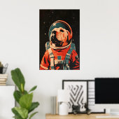 Chinese Shar-Pei Astronaut Poster, Shar Pei Retro Poster (Thuiskantoor)