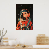Chinese Shar-Pei Astronaut Poster, Shar Pei Retro Poster (Keuken)