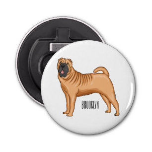 Chinese Shar-Pei cartoon illustratie Button Flesopener
