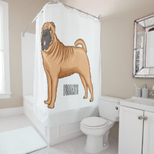 Chinese Shar-Pei cartoon illustratie Douchegordijn